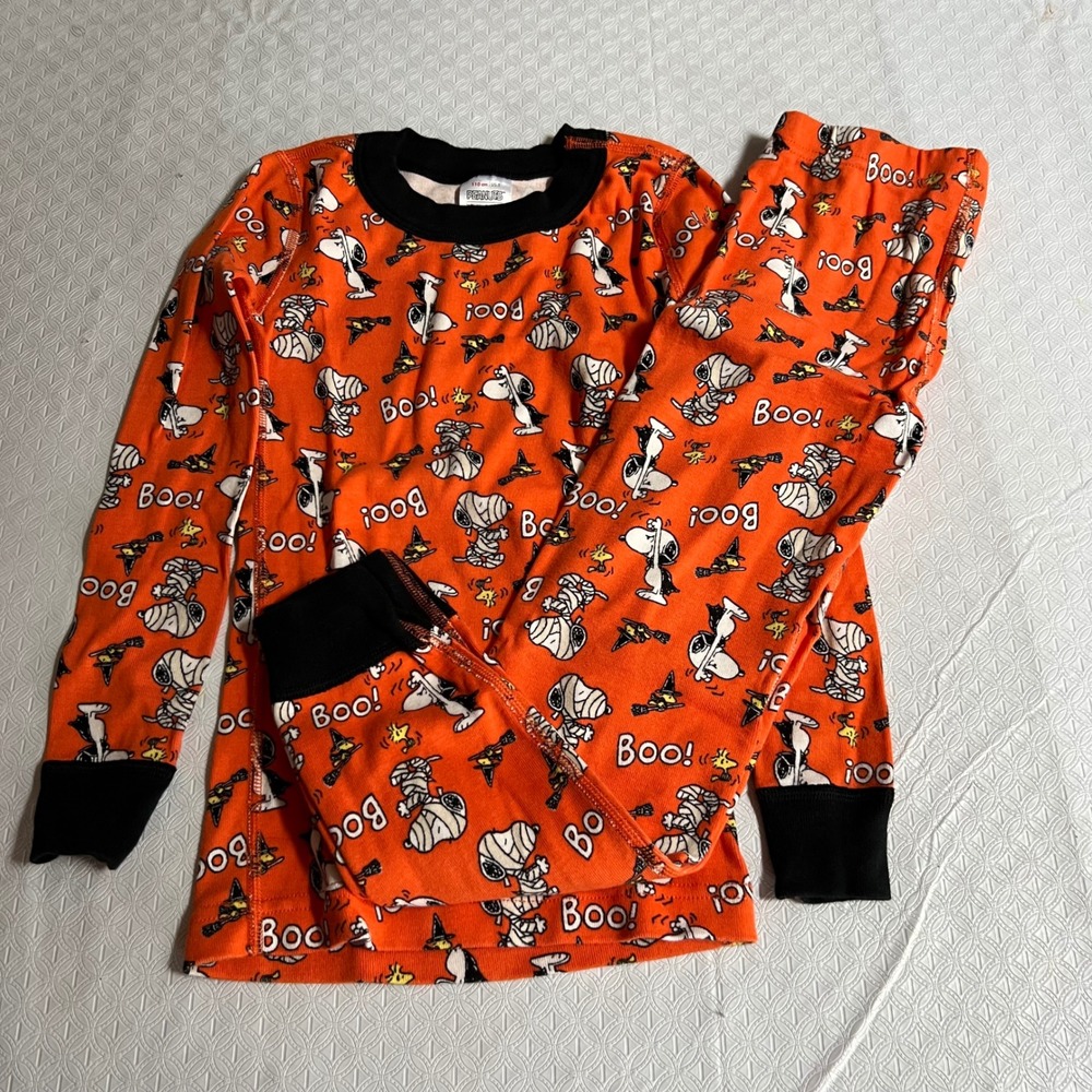 Hanna Andersson Peanuts Snoopy Halloween Pajamas Set Kids Size 5 110cm Orange